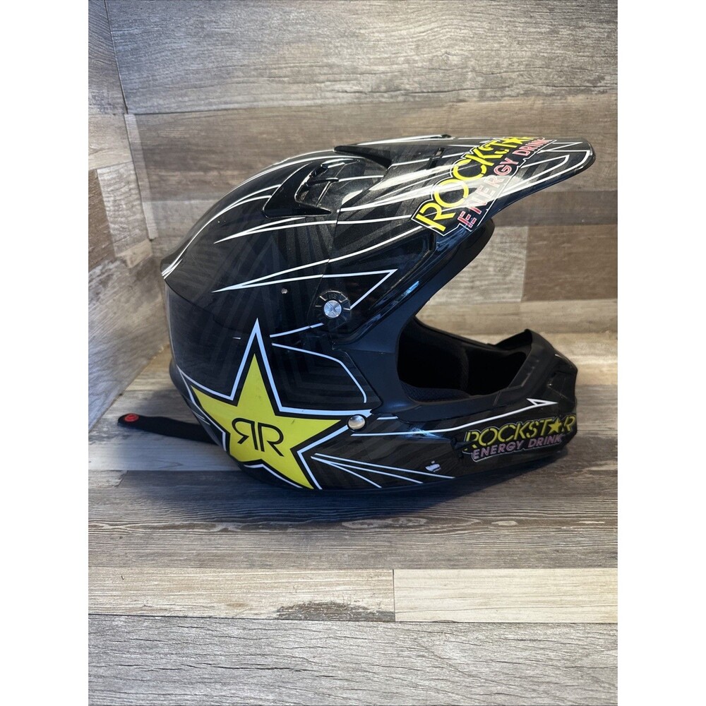 Fox Racing Youth V1 Pilot Rockstar Energy Drink Helmet Small55-56cm Black/Yellow
